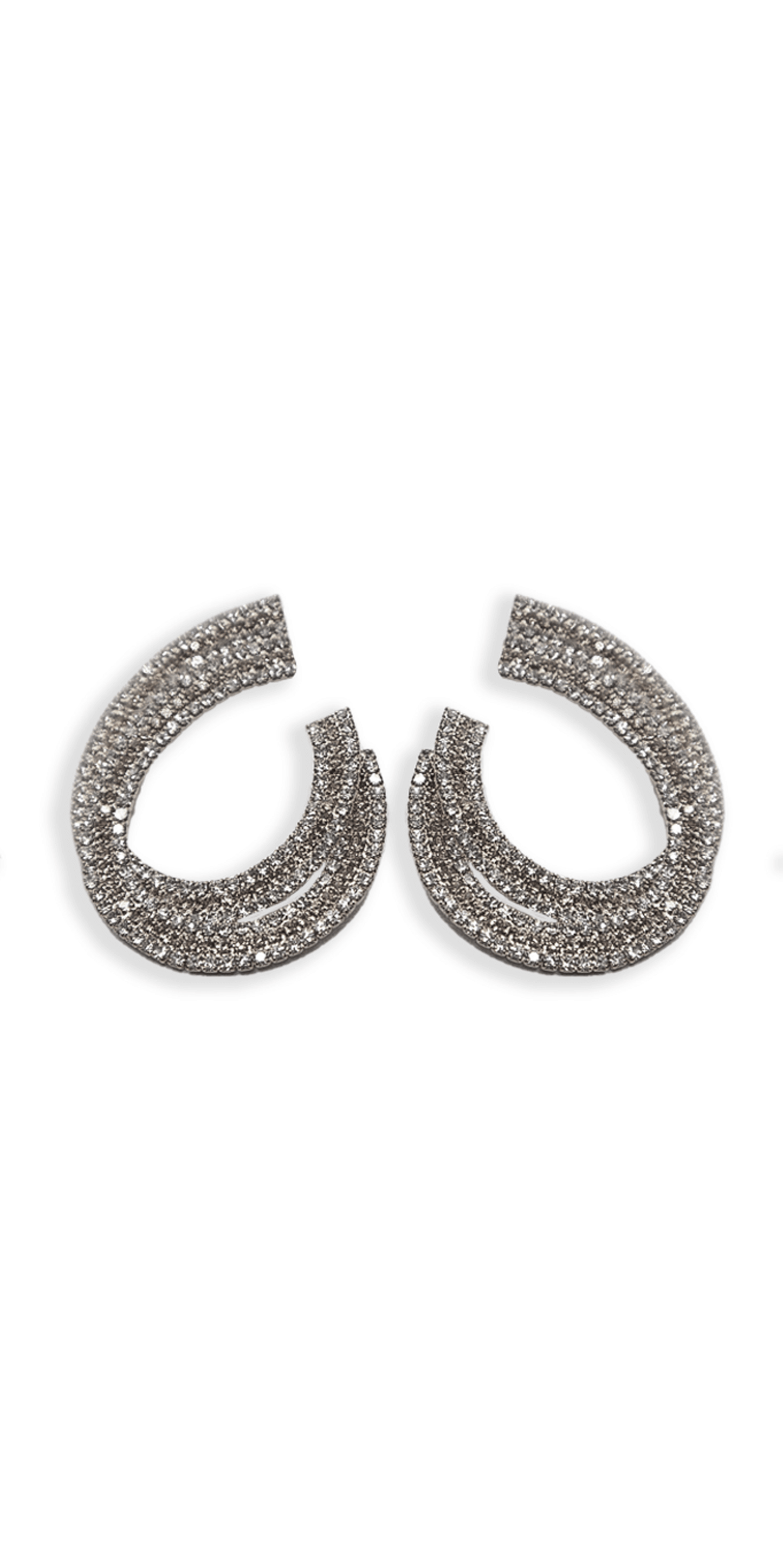 silver/one size/Camille La Vie/Crystal Double Swirl Rhinestone Earrings /front