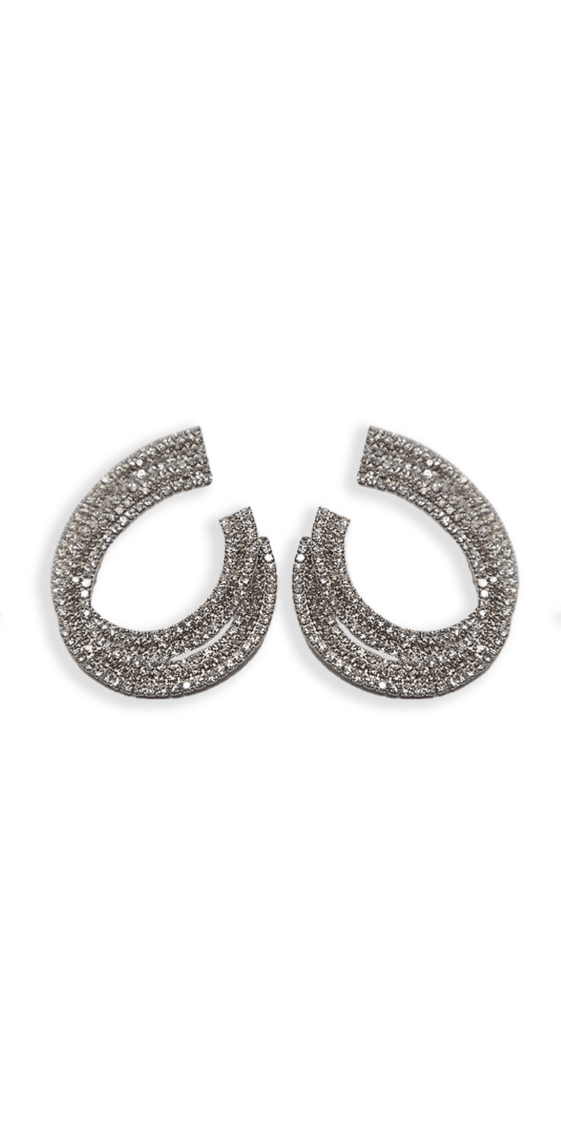 silver/one size/Camille La Vie/Crystal Double Swirl Rhinestone Earrings /front