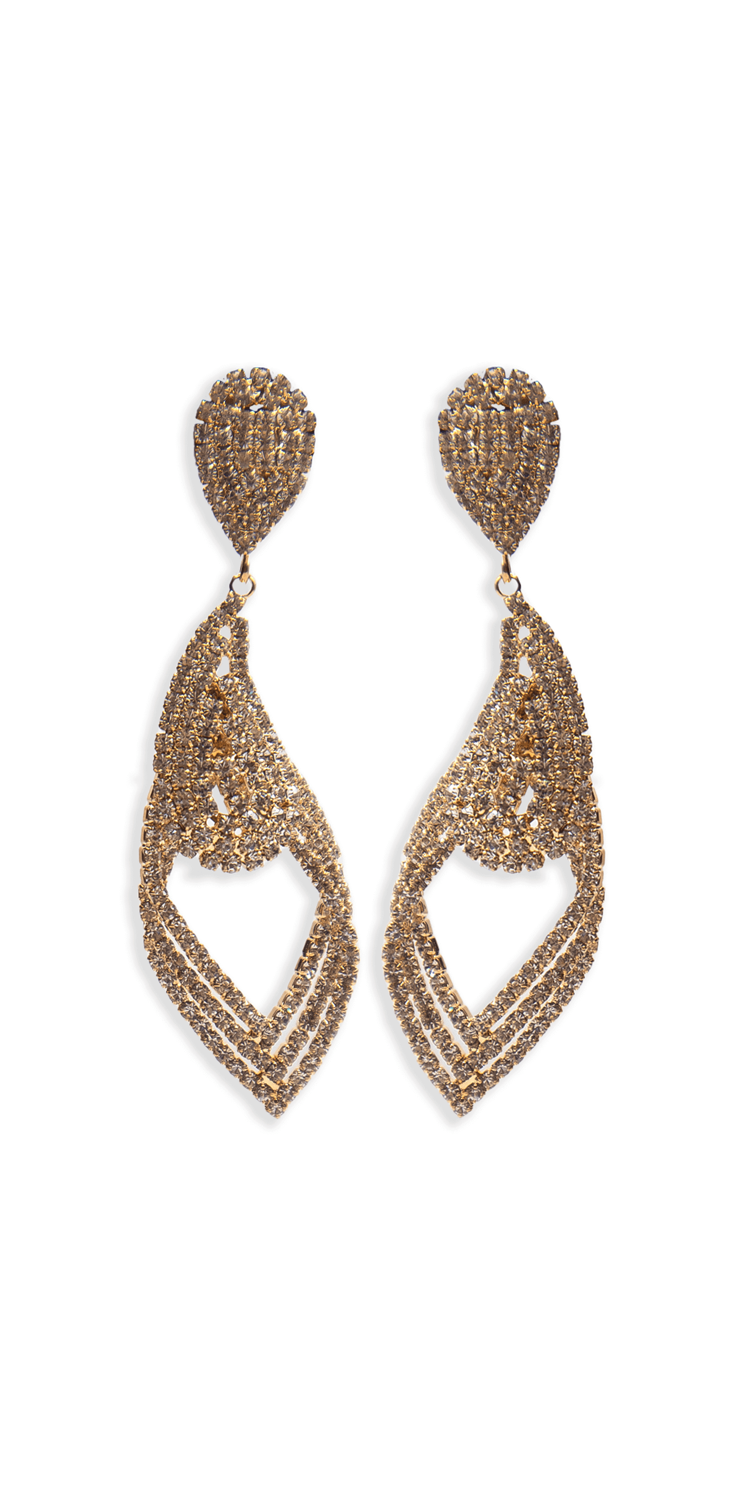 gold/one size/Camille La Vie/Rhinestone Filigree Teardrop Earrings /front