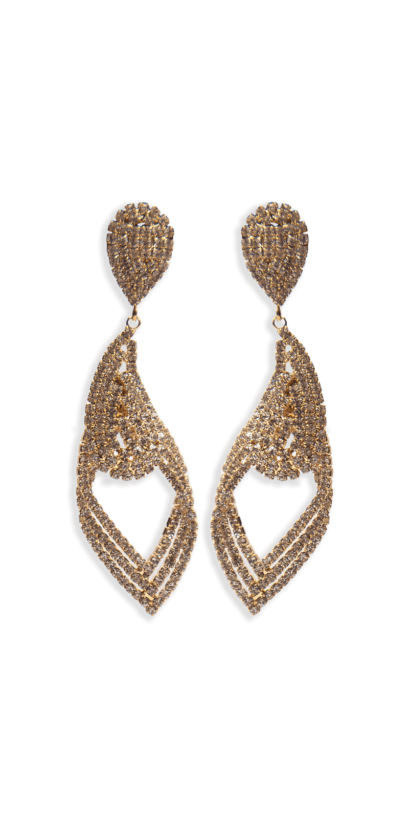 gold/one size/Camille La Vie/Rhinestone Filigree Teardrop Earrings /front