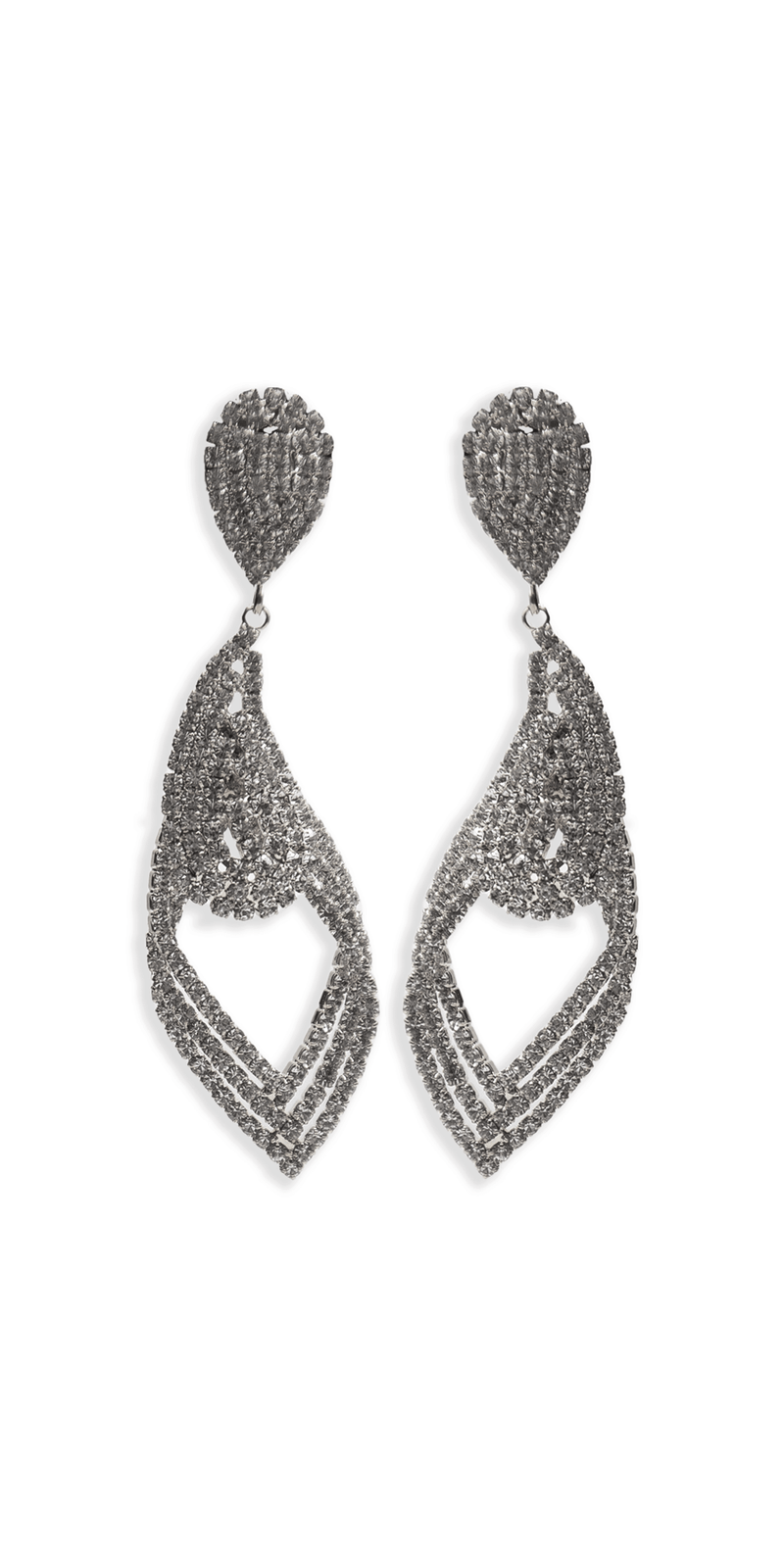 silver/one size/Camille La Vie/Rhinestone Filigree Teardrop Earrings /front