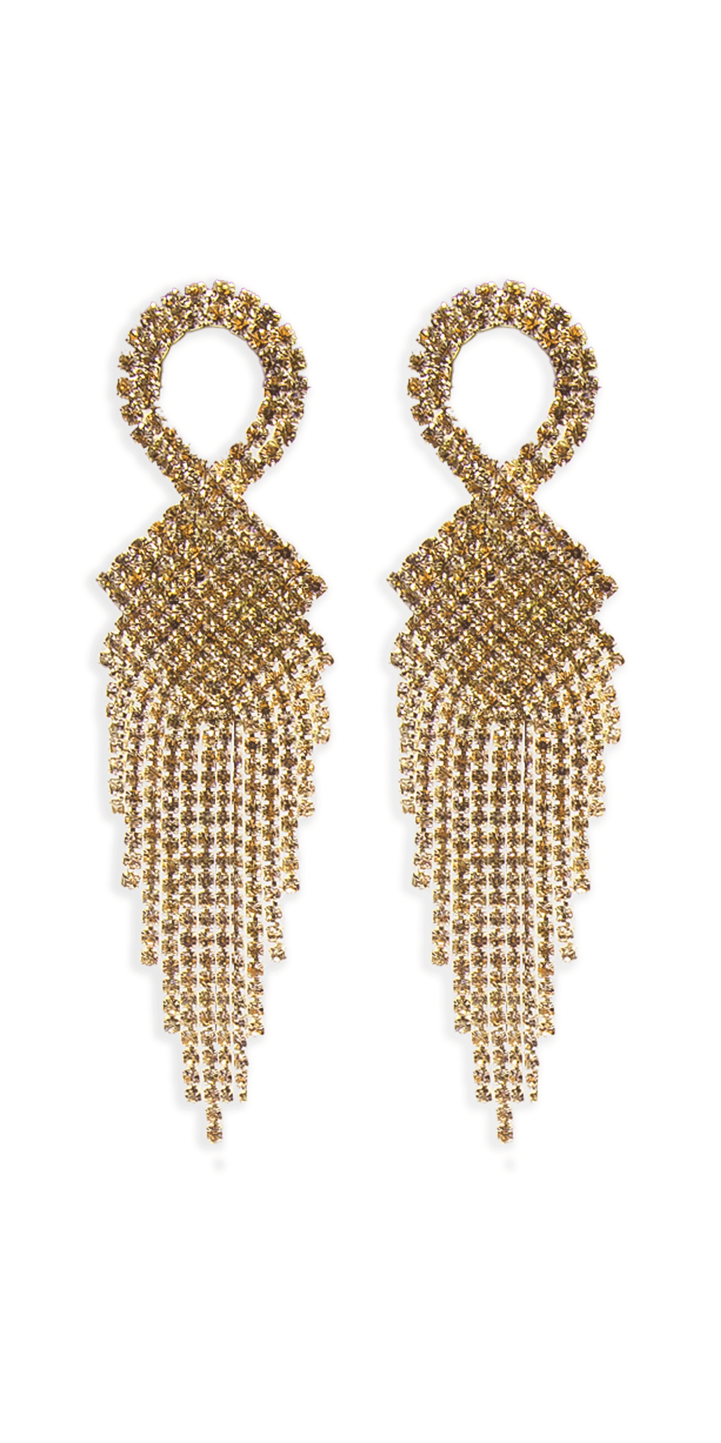 gold/one size/ Camille La Vie/Rhinestone Basketweave Ribbon Drop Earrings /front