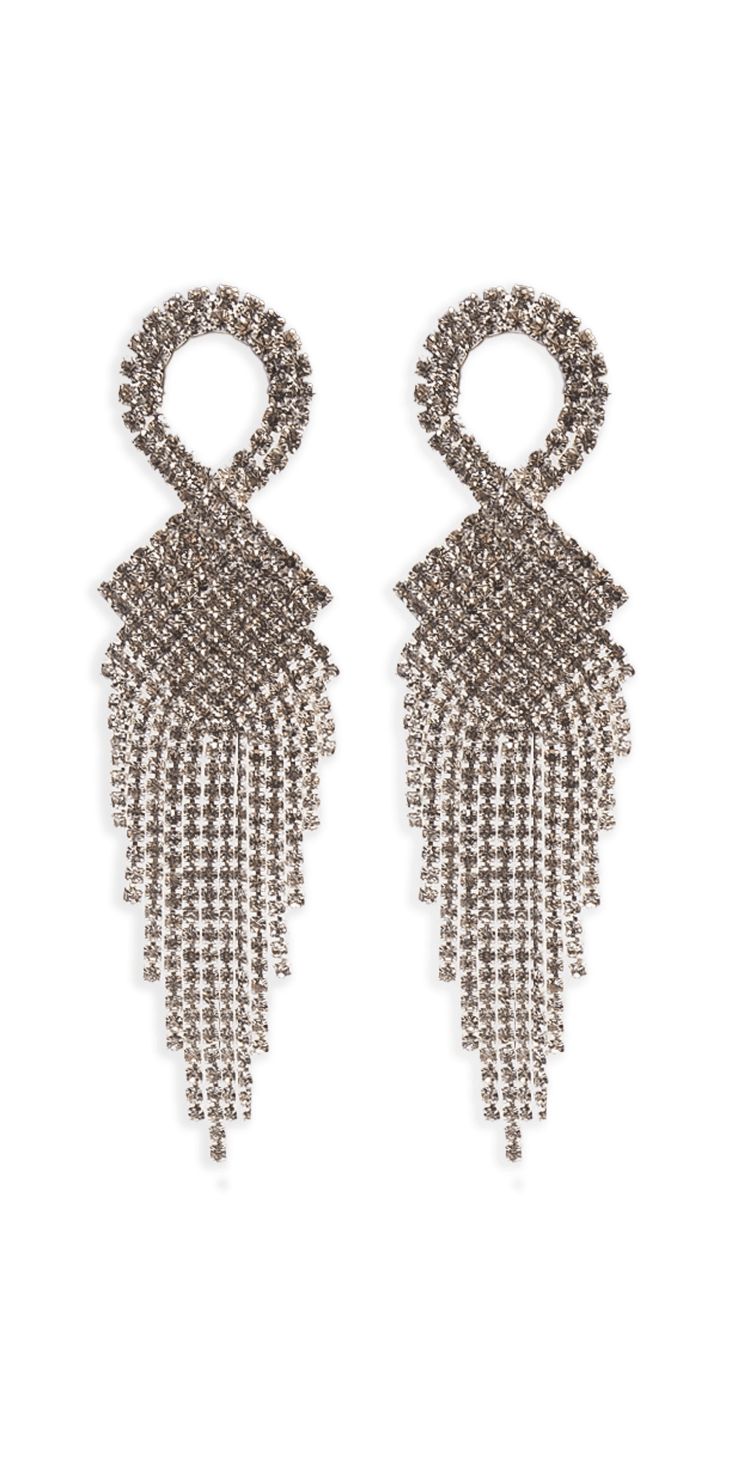 silver/one size/ Camille La Vie/Rhinestone Basketweave Ribbon Drop Earrings /front