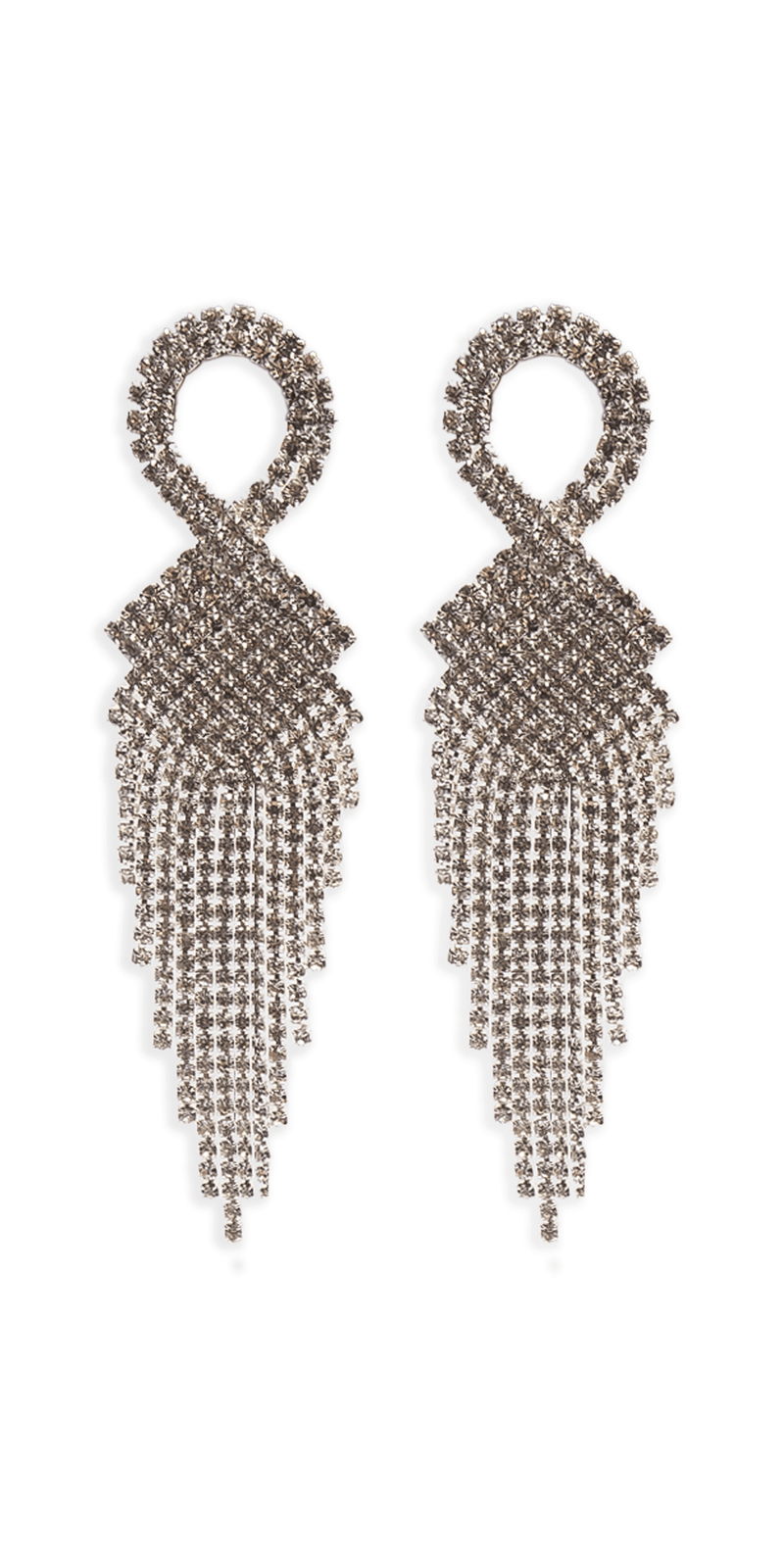 silver/one size/ Camille La Vie/Rhinestone Basketweave Ribbon Drop Earrings /front