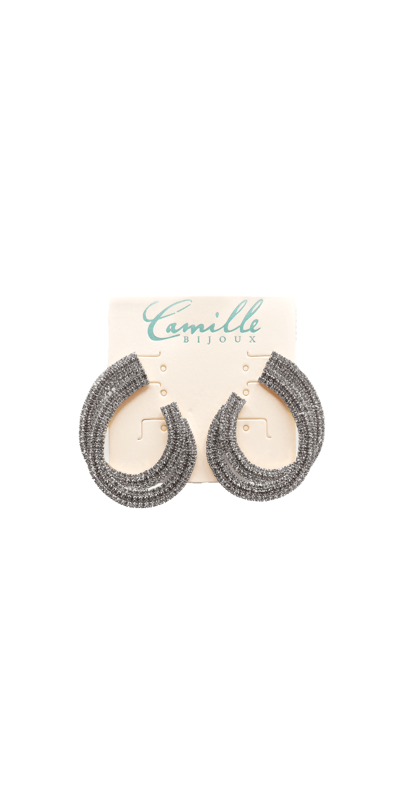 silver/one size/Camille La Vie/Crystal Double Swirl Rhinestone Earrings /front alt