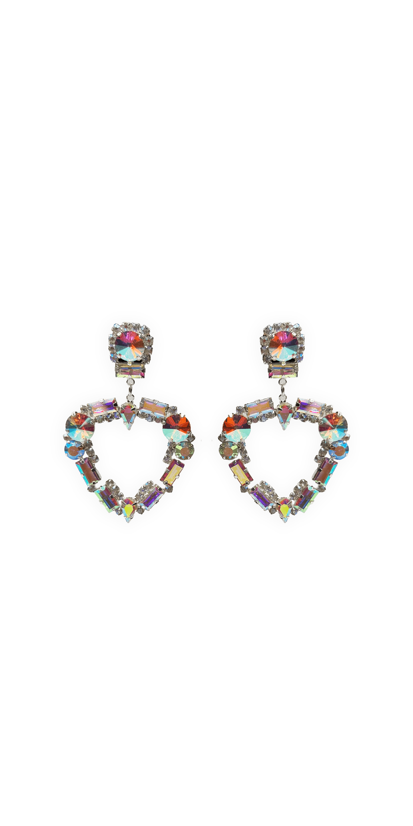 silver/no size/ Camille La Vie/Iridescent Double Rhinestone Duster Earrings /front 