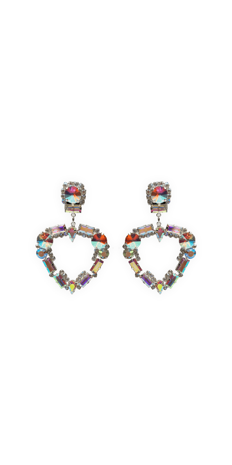 silver/no size/ Camille La Vie/Iridescent Double Rhinestone Duster Earrings /front 