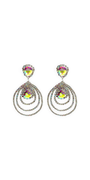 silver/one size/Camille La Vie/Triple Halo Iridescent Rhinestone Earrings /front