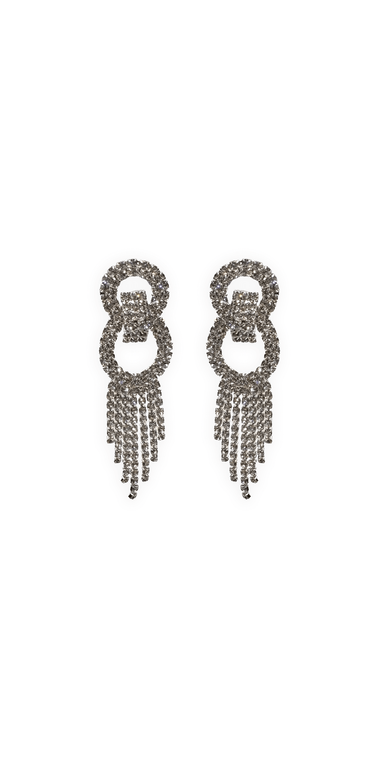  silver/one size/Camille La Vie/Rhinestone Interlock Multi Strand Earrings /front