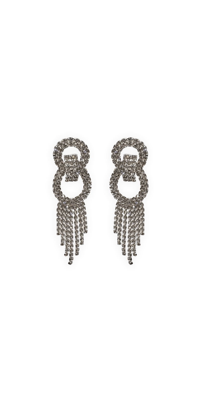  silver/one size/Camille La Vie/Rhinestone Interlock Multi Strand Earrings /front
