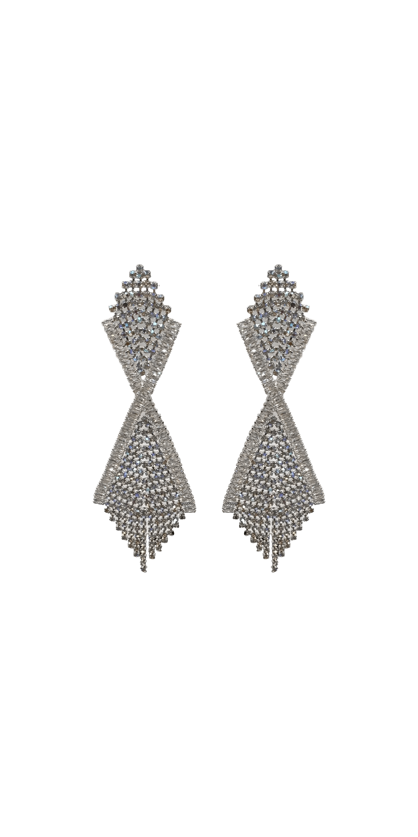 silver/one size/ Camille La Vie/Iridescent Double Diamond Rhinestone Duster Earrings/front