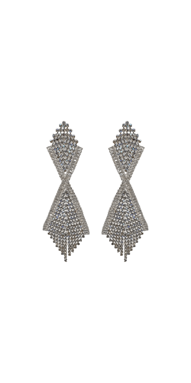 silver/one size/ Camille La Vie/Iridescent Double Diamond Rhinestone Duster Earrings/front