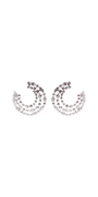 silver/one size/Camille La Vie/Crescent Moon 3 Row Rhinestone Earrings /front