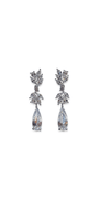 Camille La Vie Leaf Cluster Pearl Drop Rhinestone Earrings silver