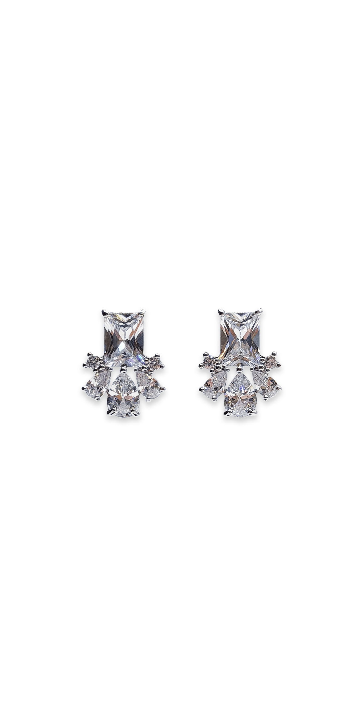 Camille La Vie Emerald and Pearl Cut Rhinestone Earrings silver