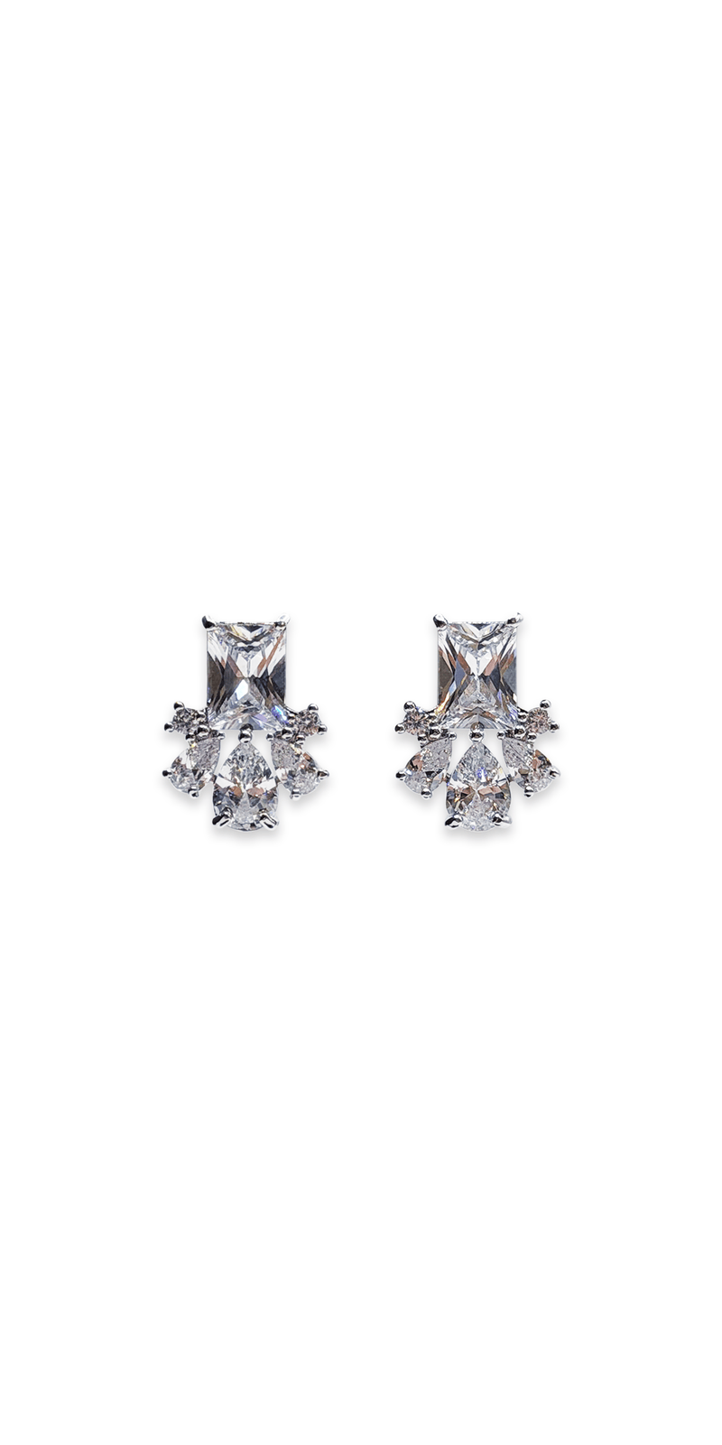Camille La Vie Emerald and Pearl Cut Rhinestone Earrings silver