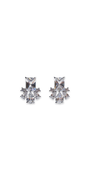 Camille La Vie Emerald and Pearl Cut Rhinestone Earrings silver