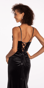Beaded Sweetheart Velvet Trumpet Dress with Side Slit - Camille La Vie