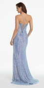 Stretch Sequin Sweetheart Corset Column Dress with Side Slit - Camille La Vie