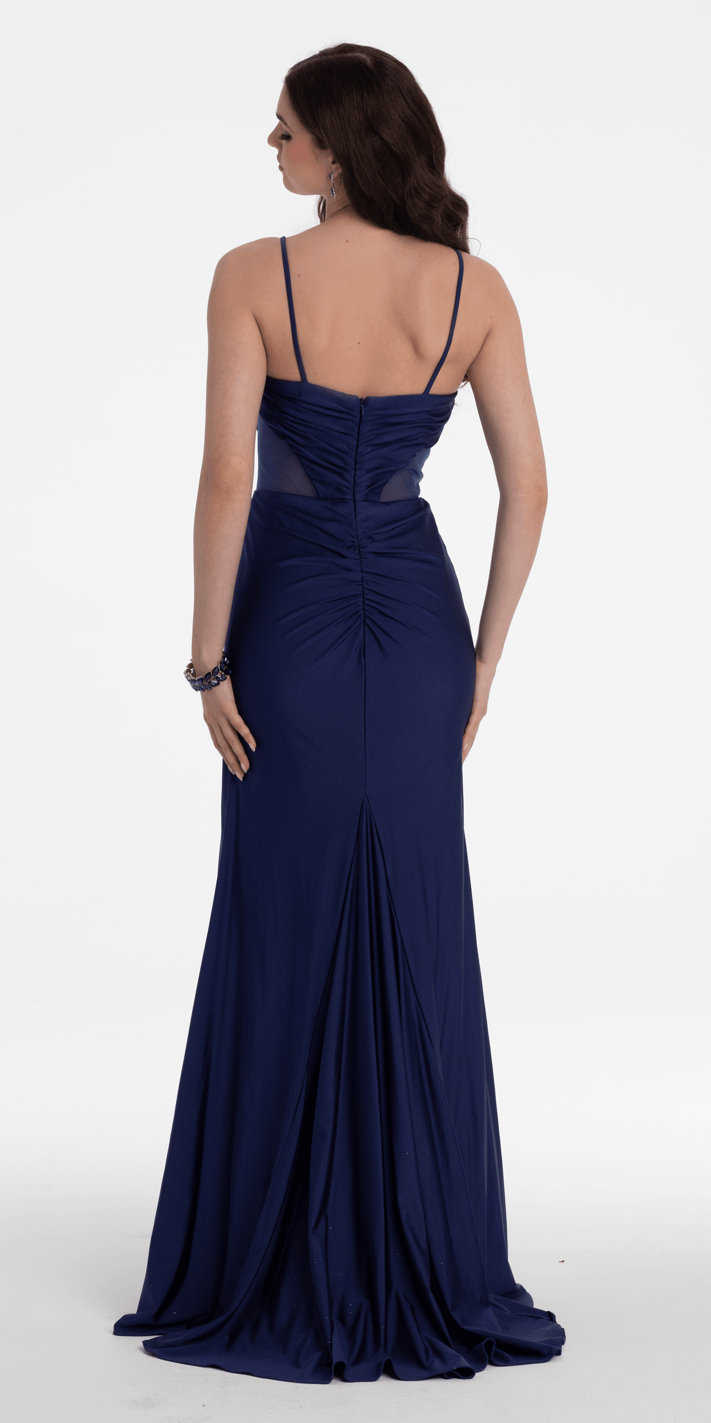 Spandex Beaded Sweetheart Trumpet Dress with Illusion Side Panels - Camille La Vie