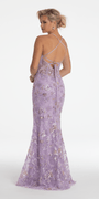 Floral Embellished Mesh Halter Lace Up Back Trumpet Dress - Camille La Vie