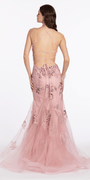 Strappy Back Sweetheart Floral Mesh Trumpet Dress with Godets - Camille La Vie