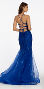 royal-blue/size/4/missy/Camille La Vie/Plunging Embroidered Sequin Open Triple X Back Dress/back