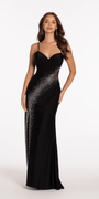 Sweetheart Jersey Column Dress with Crystal Heat Set Stones - Camille La Vie