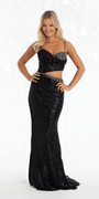 Stretch Sequin Sweetheart Cut Out Waist Column Dress - Camille La Vie