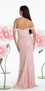 Mesh 3D Leaf Off the Shoulder Corset Column Dress - Camille La Vie