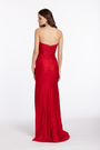 Glitter Knit Strapless Triple Bow Peek-a-Boo Column Dress - Camille La Vie