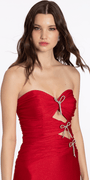 Glitter Knit Strapless Triple Bow Peek-a-Boo Column Dress - Camille La Vie