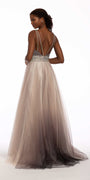 Beaded Ombre Glitter Mesh Ballgown - Camille La Vie