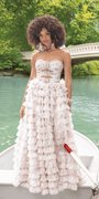 Sweetheart Triple Rose Peek-a-Boo Floral Mesh Tiered Ballgown - Camille La Vie