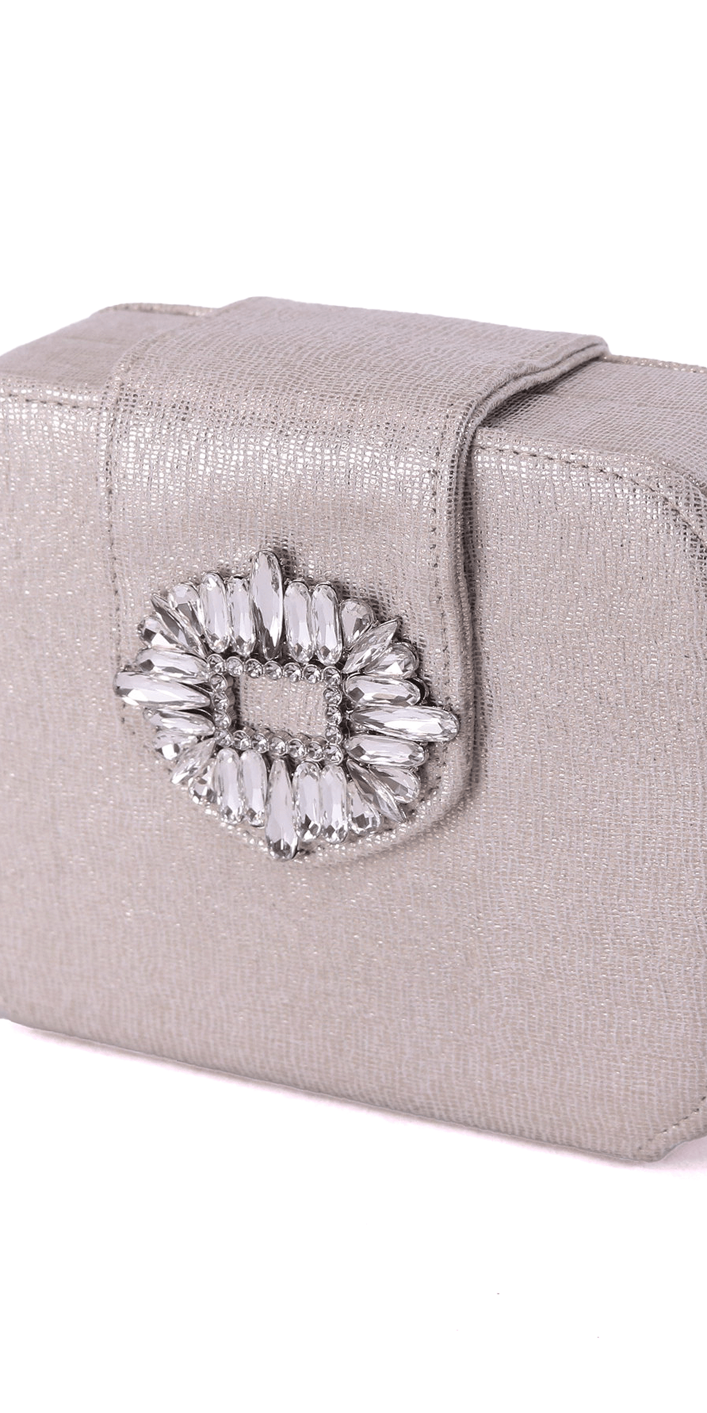 nude/no size/Camille La Vie /Satin Box Handbag with Brooch and Detachable Strap /close up