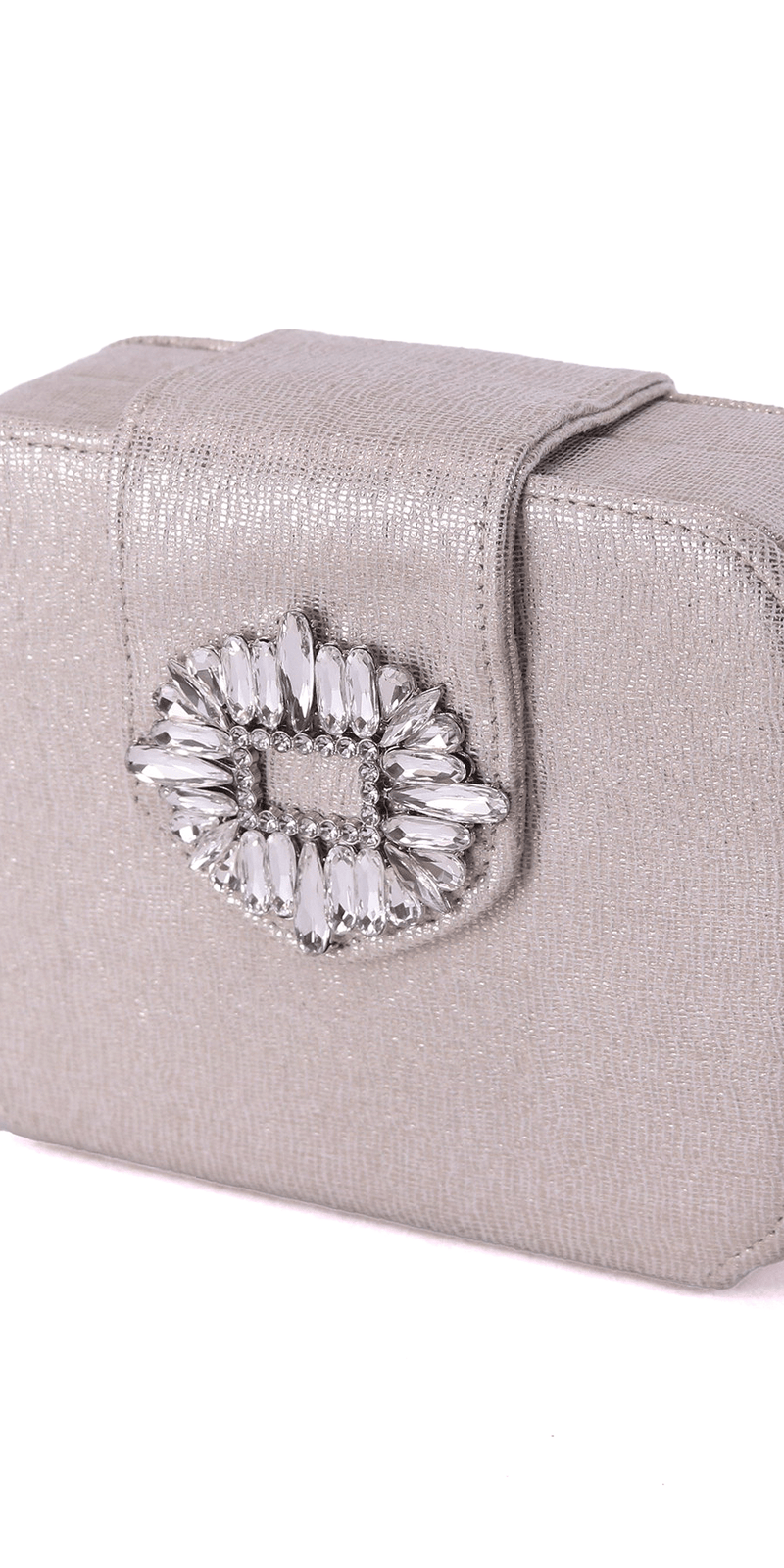 nude/no size/Camille La Vie /Satin Box Handbag with Brooch and Detachable Strap /close up