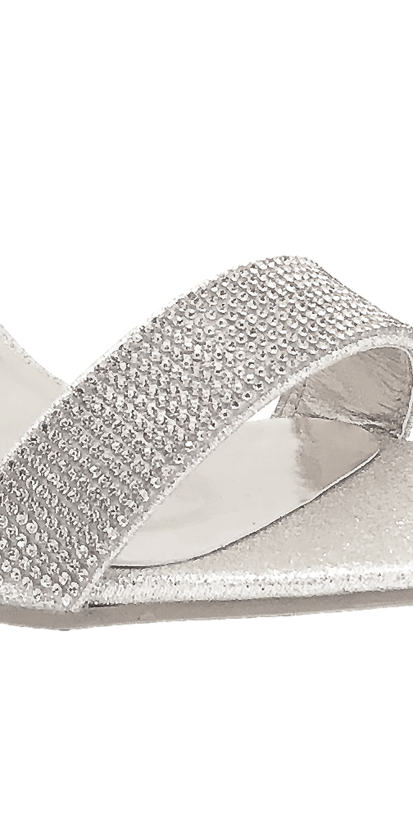 silver/size/6/Camille La Vie/Caroi Rhinestone Mid Heel Zip Back Ankle Strap Sandal /close up