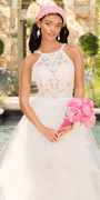 ivory/size/4/missy/Camille La Vie/Beaded Lace Applique Cleo Neck Tulle Tiered Ballgown /final alt