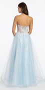 Strapless Floral Embellished Corset Glitter Tulle Ballgown - Camille La Vie
