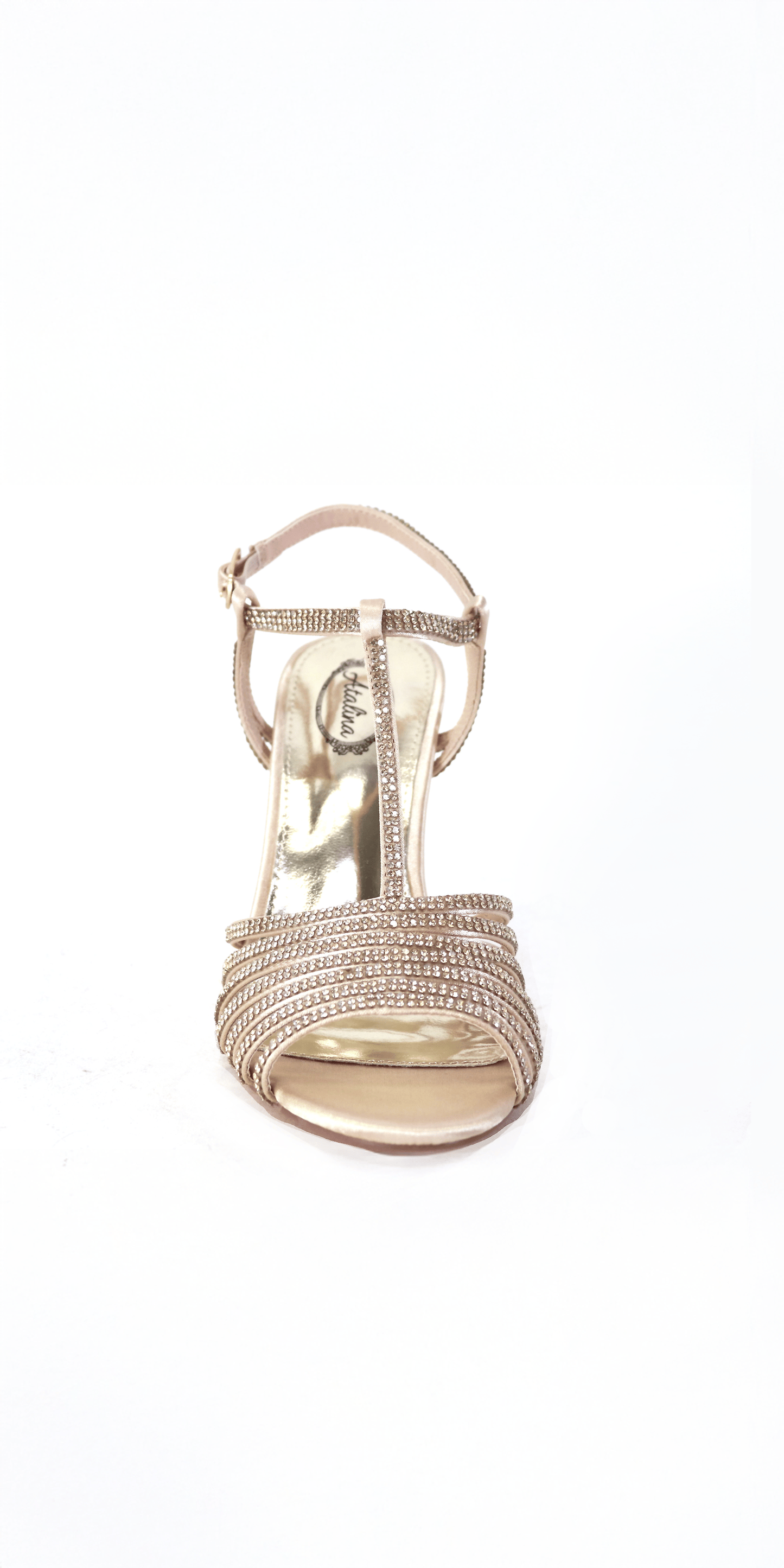 nude/size/6/Camille La Vie/Satin Rhinestone Strappy High Heel Sandal /front