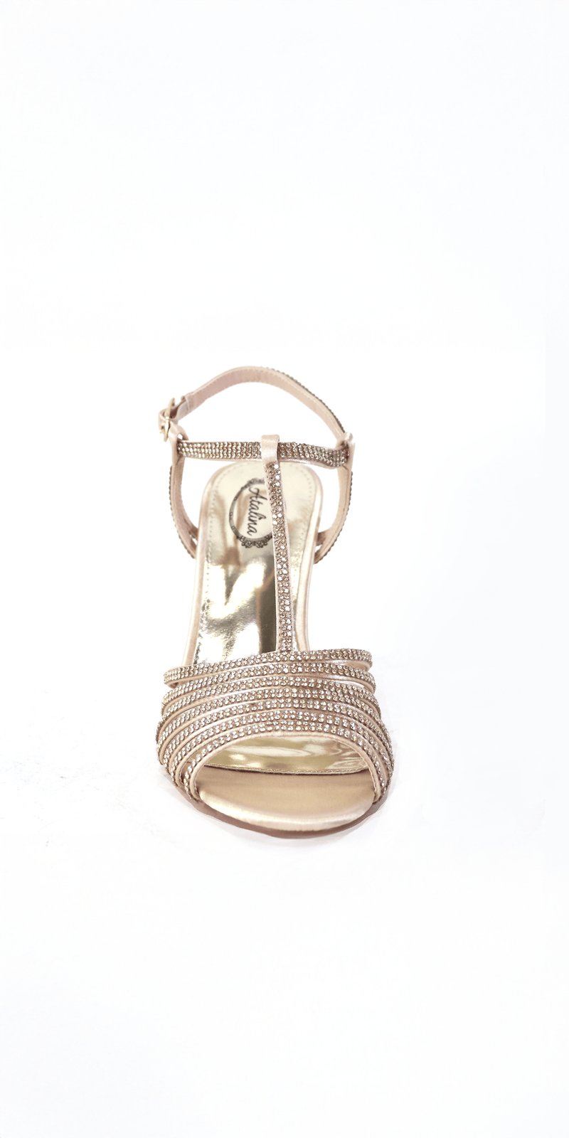 nude/size/6/Camille La Vie/Satin Rhinestone Strappy High Heel Sandal /front